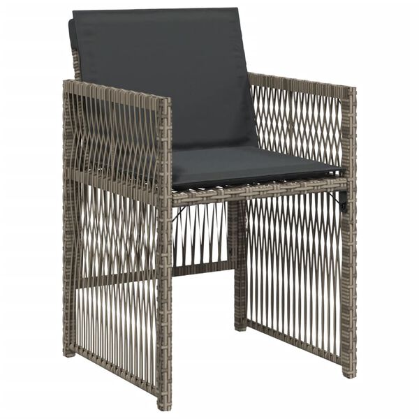 vidaXL Gartenst&uuml;hle mit Kissen 4 Stk. Grau Poly Rattan