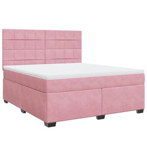 vidaXL Boxspringbett mit Matratze Rosa 180x200 cm Samt