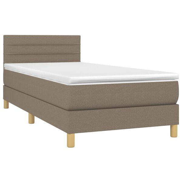 vidaXL Boxspringbett mit Matratze & LED Taupe 90x200 cm Stoff