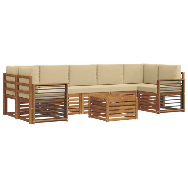 vidaXL Outdoor-Sofagarnitur 8 pcs Natur und Beige Massivholz Akazie