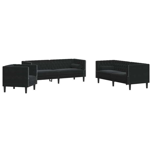 vidaXL Sofa Set Schwarz Samt