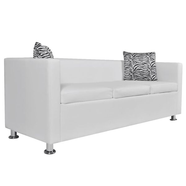 vidaXL Sofa 3-Sitzer Kunstleder Wei&szlig;