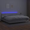 vidaXL Boxspringbett mit Matratze & LED Weiß 200x200 cm Kunstleder