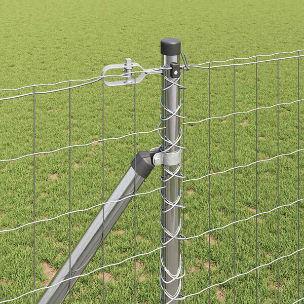 vidaXL Zaun mit Pfosten Silber 1,2 x 10 m Stahl