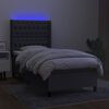 vidaXL Boxspringbett mit Matratze & LED Dunkelgrau 90x190 cm Stoff