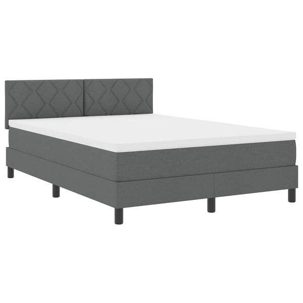 vidaXL Boxspringbett mit Matratze Dunkelgrau 140 x 200 cm Stoff