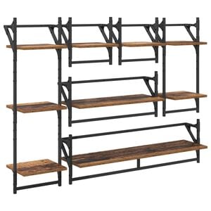 vidaXL Wandregal-Set 6 stk. Altholz 100 x 25 x 30 cm Holzwerkstoff