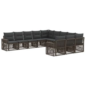 vidaXL Gartensofa-set 11 stk. Grau und Dunkelgrau Poly-Rattan