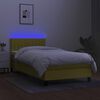 vidaXL Boxspringbett mit Matratze & LED Grün 100x200 cm Stoff