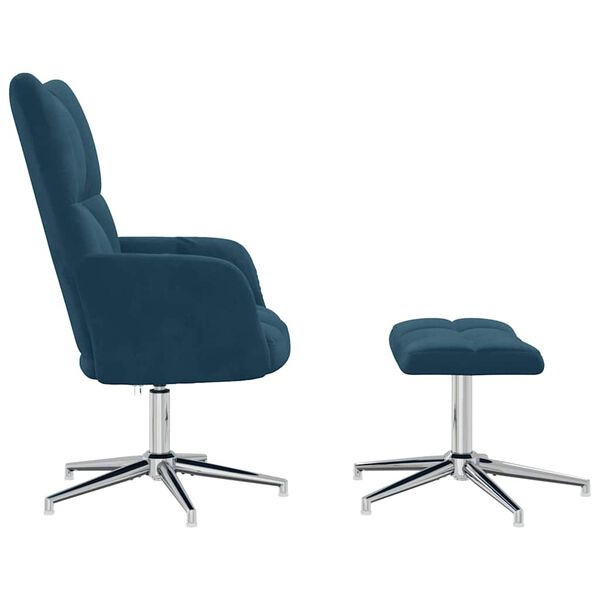vidaXL Relaxsessel mit Hocker Blau Samt