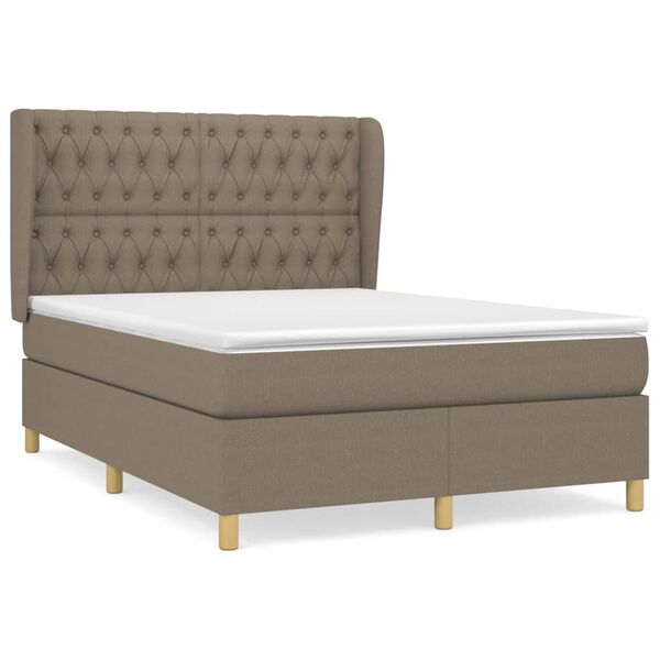 vidaXL Boxspringbett mit Matratze Taupe 140x190 cm Stoff