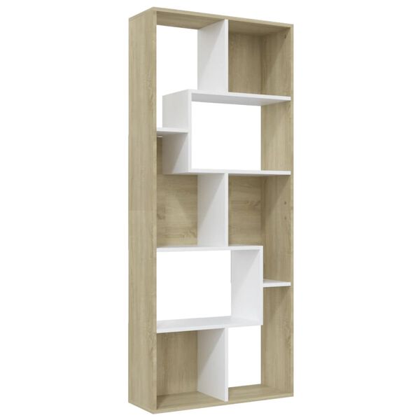 vidaXL B&uuml;cherregal Wei&szlig; und Sonoma-Eiche 67x24x161 cm Holzwerkstoff