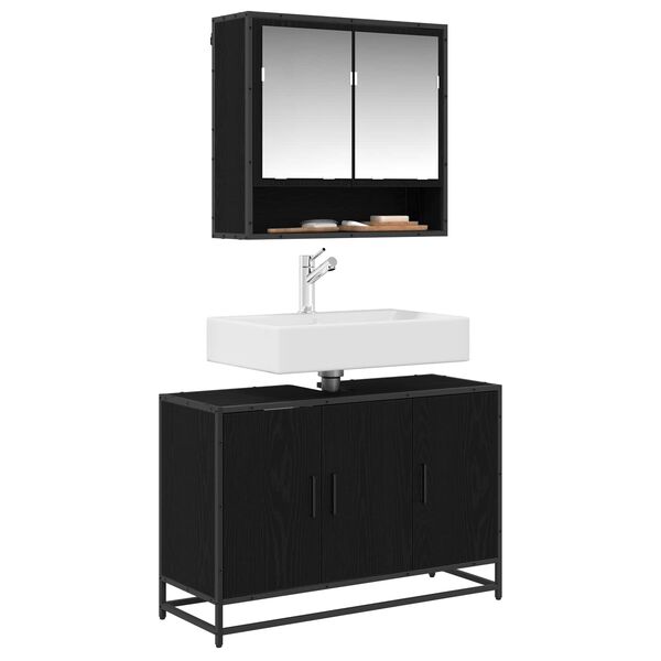 vidaXL Badezimmerschrank mit T&uuml;r Schwarz Eichen-Optik 90 x 33 x 60 cm