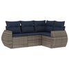 vidaXL 4-teiliges Gartensofa-Set mit Kissen, grau, Polyrattan