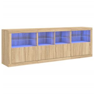 vidaXL Sideboard mit LED-Leuchten Sonoma-Eiche 202x37x67 cm