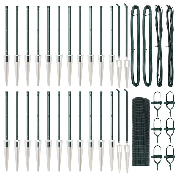 vidaXL Zaunpfosten Gr&uuml;n 50 x 0,6 m (12 x 12 mm Masche) Stahl und PVC