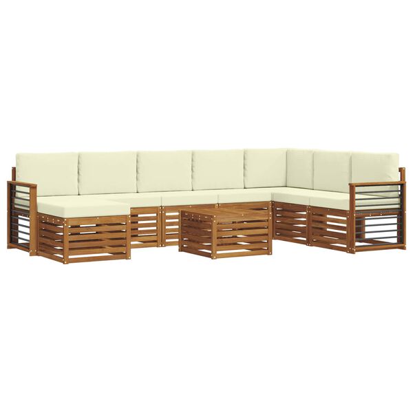 vidaXL Sofagarnituren 9 pcs Natur und Creme Massivholz Akazie