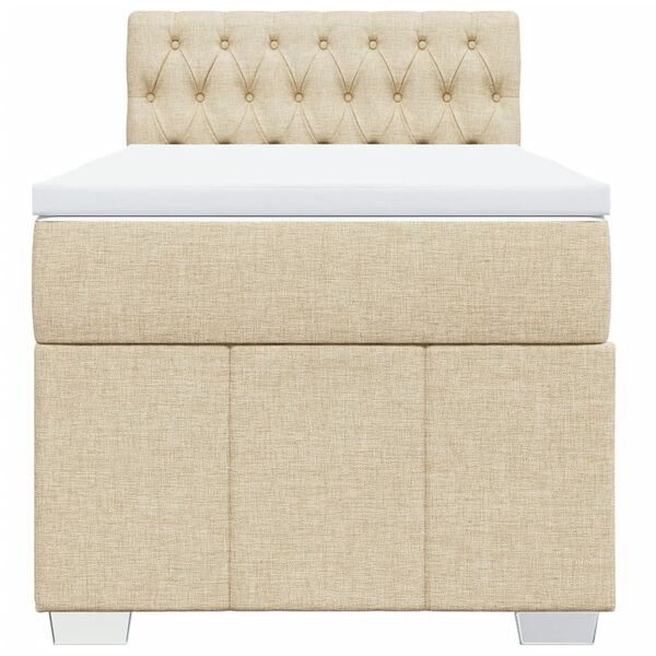 vidaXL Boxspringbett mit Matratze Creme 80x200 cm Stoff