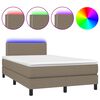 vidaXL Boxspringbett mit Matratze & LED Taupe 120x200 cm Stoff