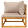 vidaXL Modular-Ecksofa mit Taupe Kissen Massivholz Akazie