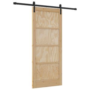 vidaXL Schiebet&uuml;r Nat&uuml;rlich und Schwarz 86 x 198,5 cm