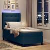 vidaXL LED Boxspringbett mit Matratze Blau 100 x 200 cm Stoff