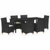 vidaXL Garten Essgruppe 7 pcs Schwarz Poly-Rattan