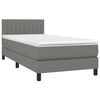 vidaXL Boxspringbett mit Matratze Dunkelgrau 80x200 cm Stoff