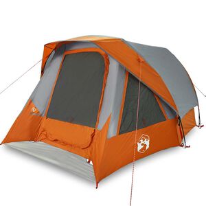 vidaXL Campingzelt 4 Personen Grau und Orange Wasserdicht