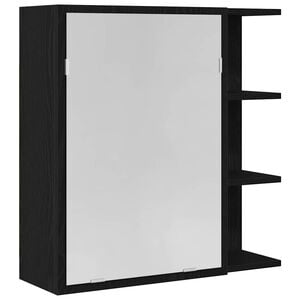vidaXL Badezimmerspiegelschrank Schwarz Eichen-Optik