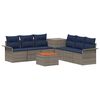 vidaXL Sofa Set 8 stk. Grau und Marineblau Polyrattan und Stahl