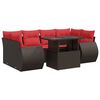 vidaXL 7-tlg. Garten-Sofagarnitur mit Kissen Braun Poly Rattan Akazie