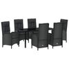 vidaXL Garten Essgruppe mit Kissen 7 pcs Schwarz Poly-Rattan