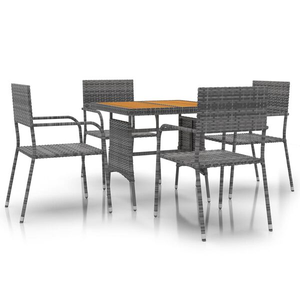 vidaXL 5-tlg. Garten-Essgruppe Poly Rattan Grau