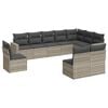 vidaXL 10-tlg. Garten-Sofagarnitur mit Kissen Hellgrau Poly Rattan