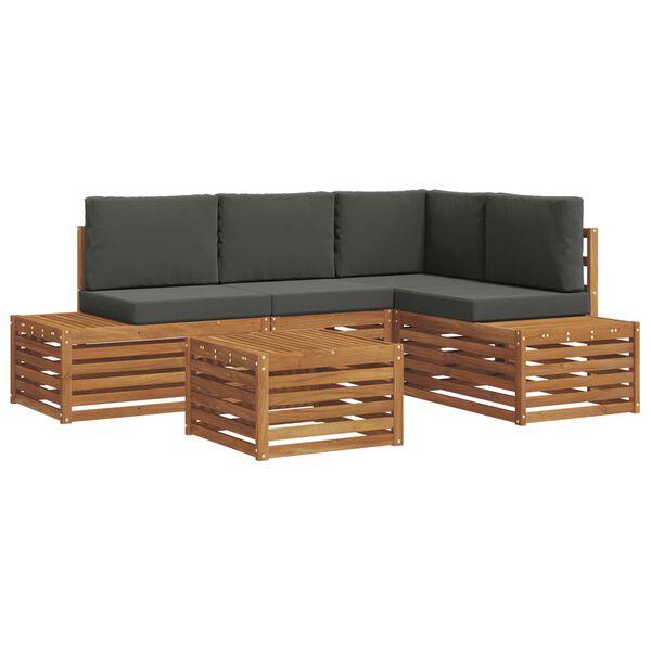 vidaXL Outdoor-Sofagarnitur mit Kissen 5 St&uuml;ck Natur und Anthrazit
