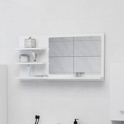vidaXL Badspiegel Hochglanz-Weiß 90x10,5x45 cm Holzwerkstoff