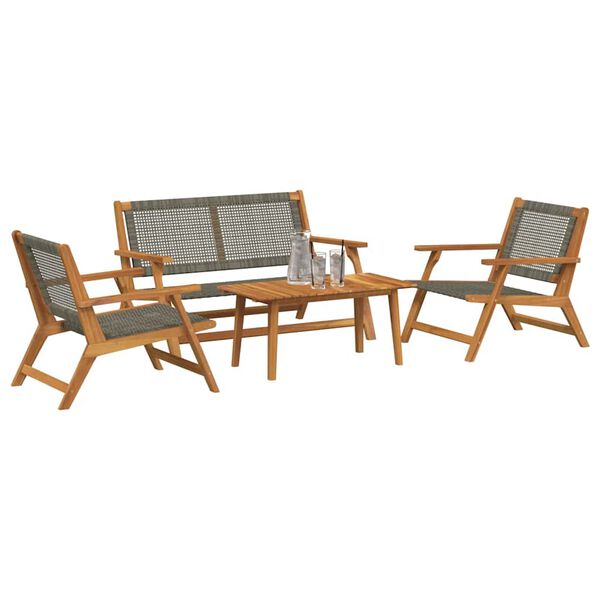 vidaXL Gartenstühle mit Tisch 4 pcs Grau 90 x 45 x 40 cm