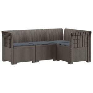 vidaXL 4-Sitzer Gartensofa mit Kissen Rattan-Look PP Hellgrau