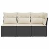 vidaXL Gartensofa mit Kissen 3-Sitzer Schwarz Poly Rattan