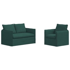 vidaXL Sofa 2 pcs Dunkelgr&uuml;n