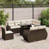 vidaXL 9-tlg. Garten-Sofagarnitur mit Kissen Braun Poly Rattan