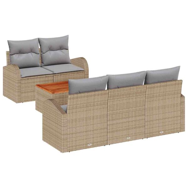 vidaXL Gartensofa-set mit Kissen 6 pcs Beige Poly-Rattan
