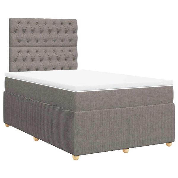 vidaXL Boxspringbett mit Matratze Taupe 120x200 cm Stoff