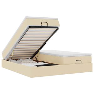 vidaXL Ottoman-Bett mit Matratzen Creme 160x200 cm Stoff