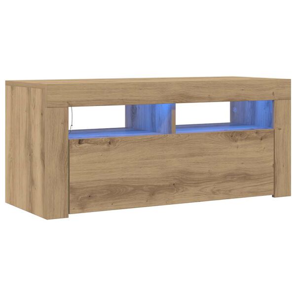 vidaXL TV-Schrank mit LED-Leuchten Artisan-Eiche 90x35x40 cm
