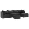 vidaXL 6-tlg. Garten-Lounge-Set mit Kissen Schwarz Poly Rattan
