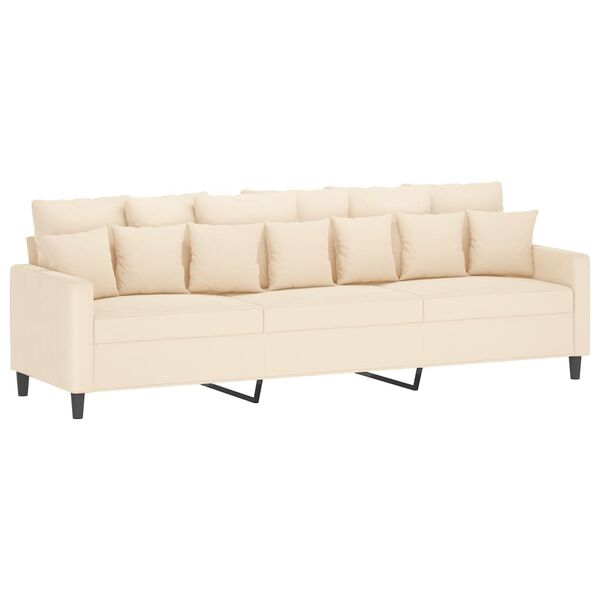 vidaXL 3-Sitzer-Sofa mit Hocker Creme 210 cm Samt