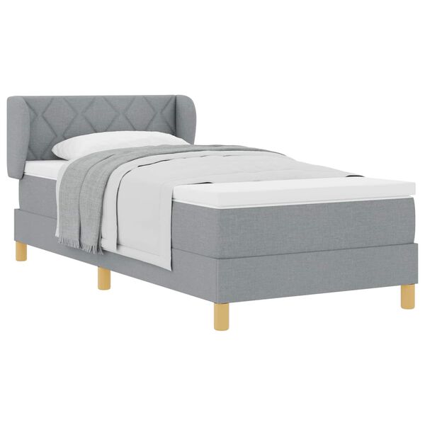 vidaXL Boxspringbett mit Matratze Hellgrau 90 x 200 cm Stoff