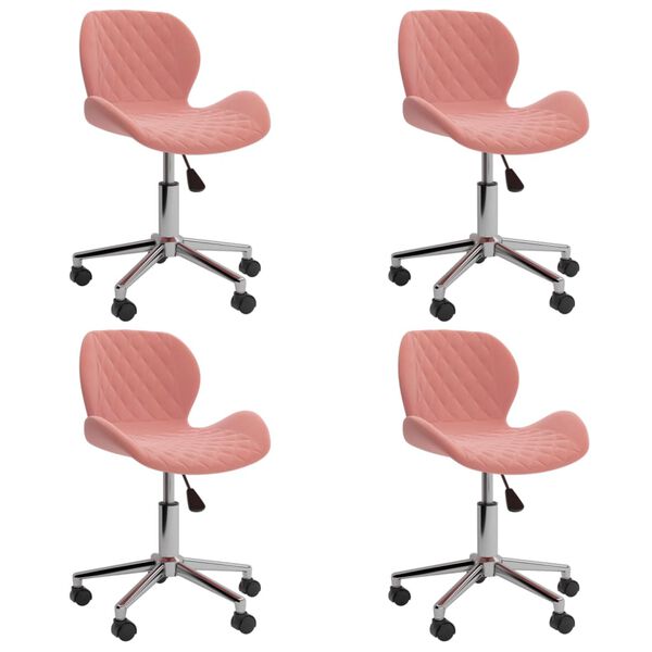 vidaXL Esszimmerst&uuml;hle 4 Stk. Drehbar Rosa Samt